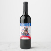 Franse Bulldog Happy 4th van juli Amerika Patriott Wijn Etiket (Voorkant)