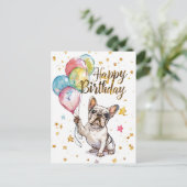 Franse Bulldog Happy Birthday Briefkaart (Staand voorkant)