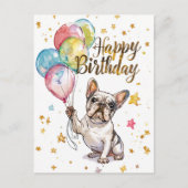 Franse Bulldog Happy Birthday Briefkaart (Voorkant)