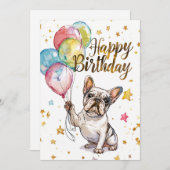 Franse Bulldog Happy Birthday Feestdagenkaart (Voorkant / Achterkant)