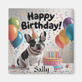 Franse Bulldog Happy Birthday Magneet (Voorkant)