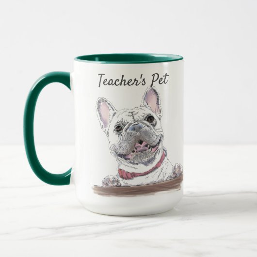 Franse Bulldog Happy Dog Tekening op maat Mok (Links)
