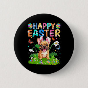 Franse Bulldog Happy Easter Egg Hunt Bunny Ear Eas Ronde Button 5,7 Cm