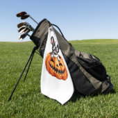 Franse Bulldog Happy Halloween pompoen Classic T-S Golfhanddoek (Groen)