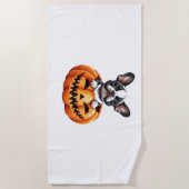 Franse Bulldog Happy Halloween pompoen Classic T-S Strandlaken (Voorkant)