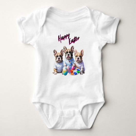 Franse Bulldog Happy Pasen Franse Bulldog Romper (Voorkant)