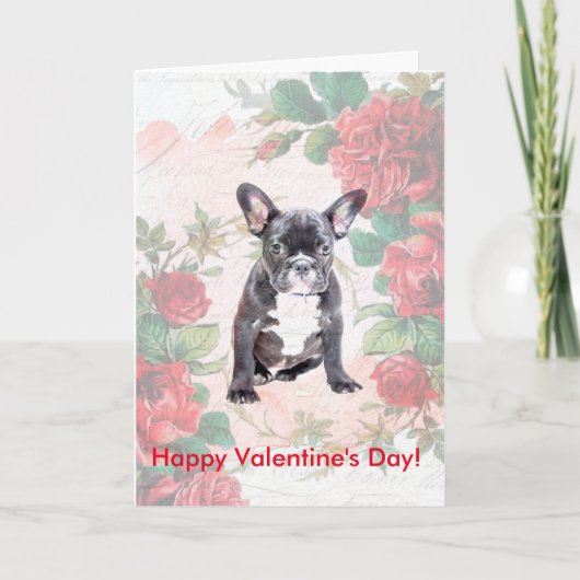 Franse Bulldog Happy Valentijnsdag Kaart (Voorkant)