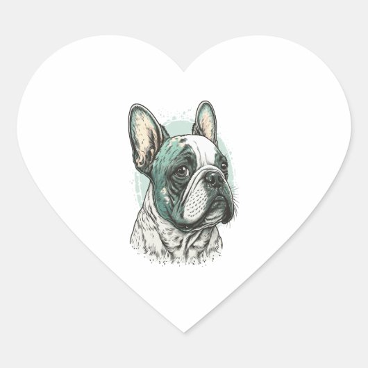 Franse bulldog hart sticker (Voorkant)