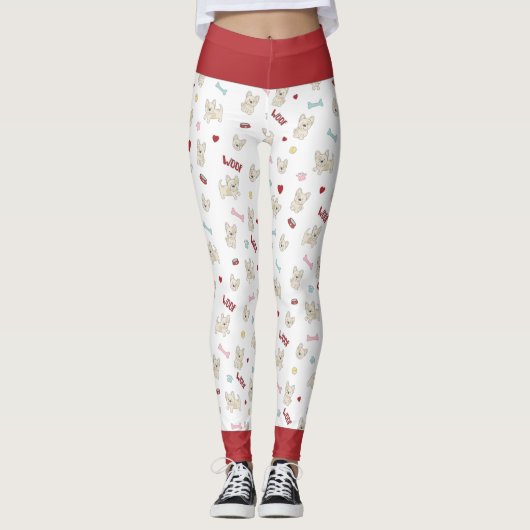 Franse bulldog harten zwaaien dwerghondenkopje leggings (Voorkant)