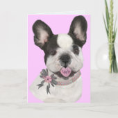 Franse Bulldog hartvormige tong Feestdagen Kaart (Voorkant)