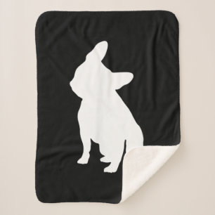 Franse Bulldog Head Tilt Apparel, Frenchie Head Sherpa Deken