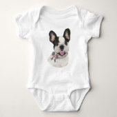 Franse Bulldog Heart Shaped Tongue shirten Romper (Voorkant)
