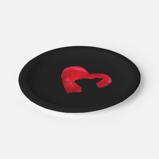 Franse Bulldog Heart Silhouette Valentijnsdag Dog Papieren Bordje (Gekanteld)