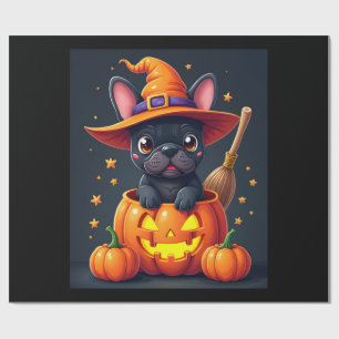 Franse Bulldog Heks Pompoen Halloween Heren Dames Cadeaupapier