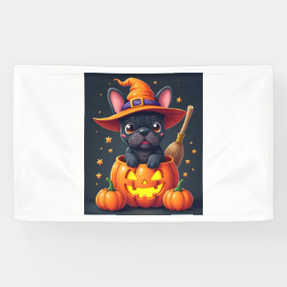 Franse Bulldog Heks Pompoen Halloween Heren Dames Spandoek