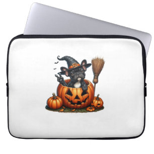 Franse Bulldog Heks Pompoen Halloween Mannen Vrouw Laptop Sleeve