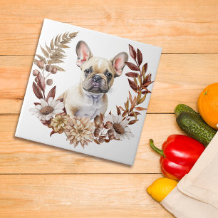 Franse Bulldog herfst krans Tegeltje
