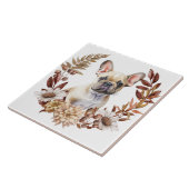 Franse Bulldog herfst krans Tegeltje (Zijkant)