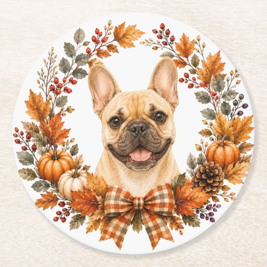 Franse Bulldog Herfst Onderzetter (Voorkant)