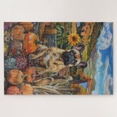 Franse Bulldog Herfst Oogst Thanksgiving Legpuzzel (Horizontaal)