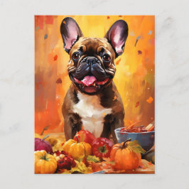 Franse Bulldog Herfst Thanksgiving  Briefkaart