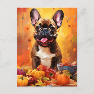 Franse Bulldog Herfst Thanksgiving  Briefkaart