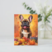Franse Bulldog Herfst Thanksgiving  Briefkaart (Staand voorkant)