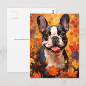 Franse Bulldog herfst Thanksgiving Briefkaart (Voorkant / Achterkant)