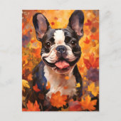Franse Bulldog Herfst Thanksgiving  Briefkaart (Voorkant)