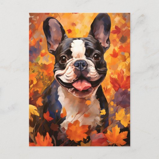 Franse Bulldog herfst Thanksgiving Briefkaart (Voorkant)