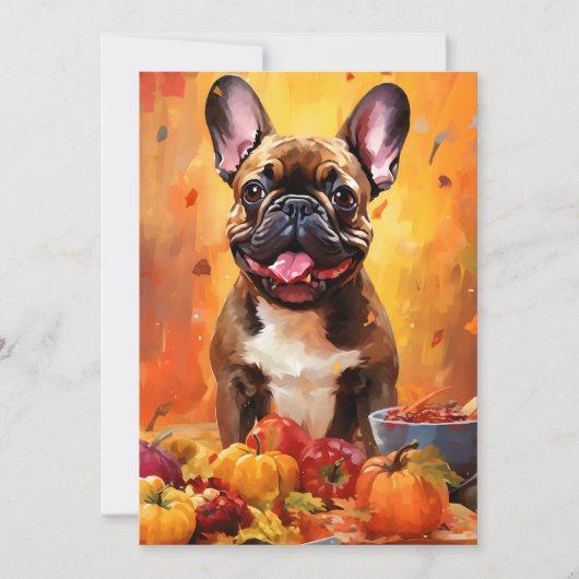 Franse Bulldog herfst Thanksgiving Kaart (Voorkant)