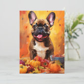 Franse Bulldog herfst Thanksgiving Kaart (Staand voorkant)