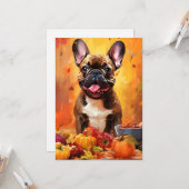 Franse Bulldog herfst Thanksgiving Kaart (Voorkant / Achterkant in situ)