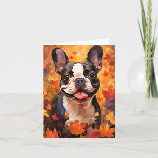 Franse Bulldog herfst Thanksgiving Kaart (Voorkant)