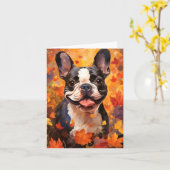 Franse Bulldog herfst Thanksgiving Kaart (Gele Bloem)