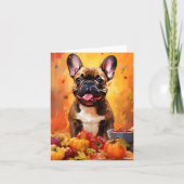 Franse Bulldog herfst Thanksgiving Kaart (Voorkant)