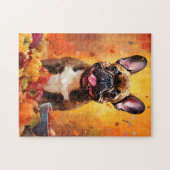 Franse Bulldog herfst Thanksgiving Legpuzzel (Horizontaal)