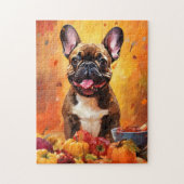 Franse Bulldog herfst Thanksgiving Legpuzzel (Verticaal)