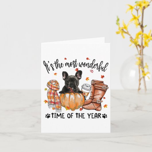 Franse Bulldog herfst Thanksgiving zijn de meest W Kaart (Gele Bloem)