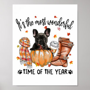 Franse Bulldog herfst Thanksgiving zijn de meest W Poster