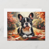 Franse Bulldog herfstbladeren kunst Briefkaart (Voorkant / Achterkant)