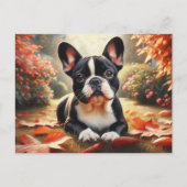 Franse Bulldog herfstbladeren kunst Briefkaart (Voorkant)