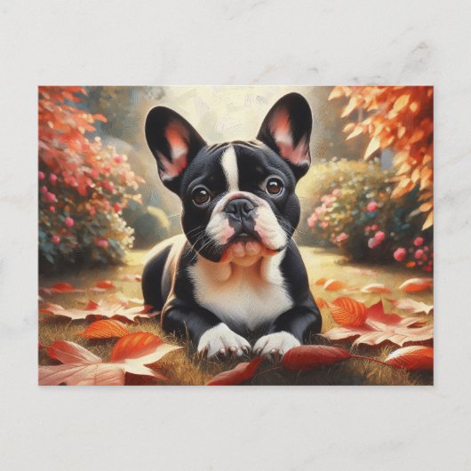 Franse Bulldog herfstbladeren kunst Briefkaart (Voorkant)