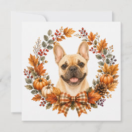 Franse Bulldog Herfstkrans Notitiekaartje