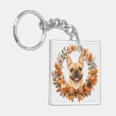 Franse Bulldog Herfstkrans Sleutelhanger (Voorkant Links)