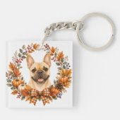 Franse Bulldog Herfstkrans Sleutelhanger (Achterkant)