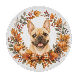 Franse Bulldog Herfstkrans Snijplank