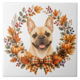 Franse Bulldog Herfstkrans Tegeltje