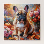 Franse Bulldog herfsttuin Legpuzzel (Verticaal)