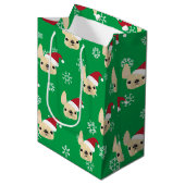 Franse bulldog Holiday Gift Bag Medium Cadeauzakje (Voorkant Gekanteld)